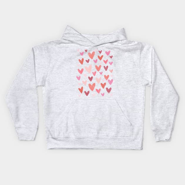 Gouache Hearts Kids Hoodie by RuthMCreative